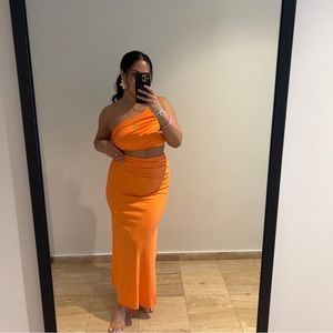 HELLO MOLLY Orange Two Piece Skirt Set - Size M